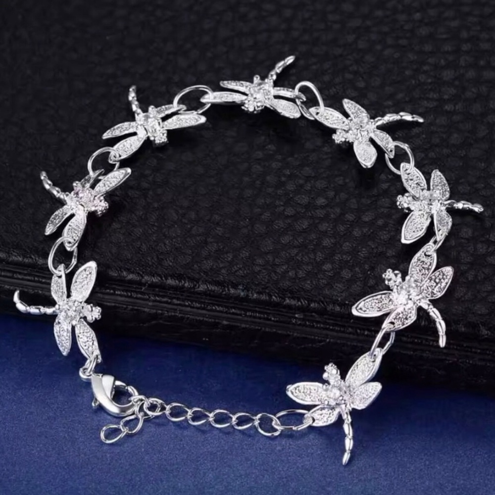 Sterling Silver Dragonfly Link Bracelet - Elegant Women’s Jewelry
